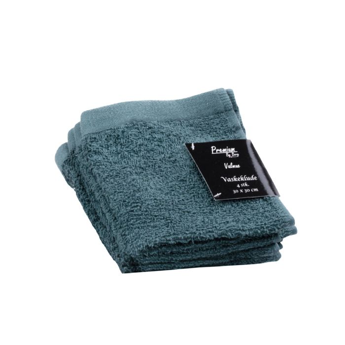 Vaskeklude 4-pak - 100% Blødt bomuld med høj absorberingsevne - 30x30 cm - Mørkeblå vaskeklude fra danske By Borg