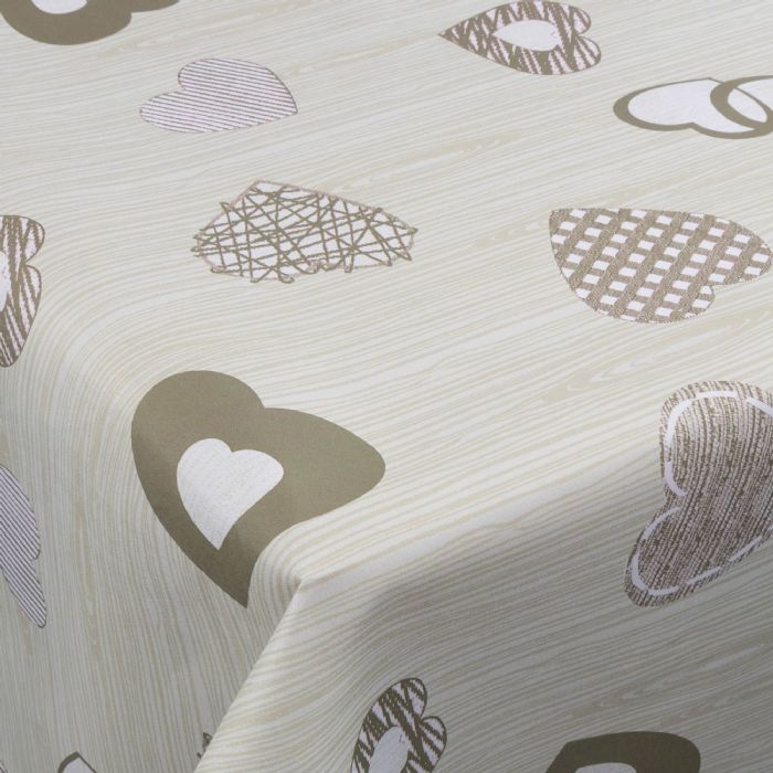 Tekstil voksdug - 140 cm bred - Brown Hearts - Voksdug med akrylbelægning
