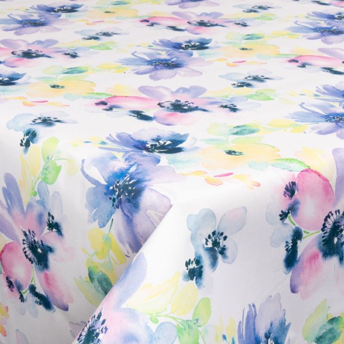 Tekstil voksdug - 140 cm bred - 30 meters rulle - Flower Blue - Voksdug med akrylbelægning
