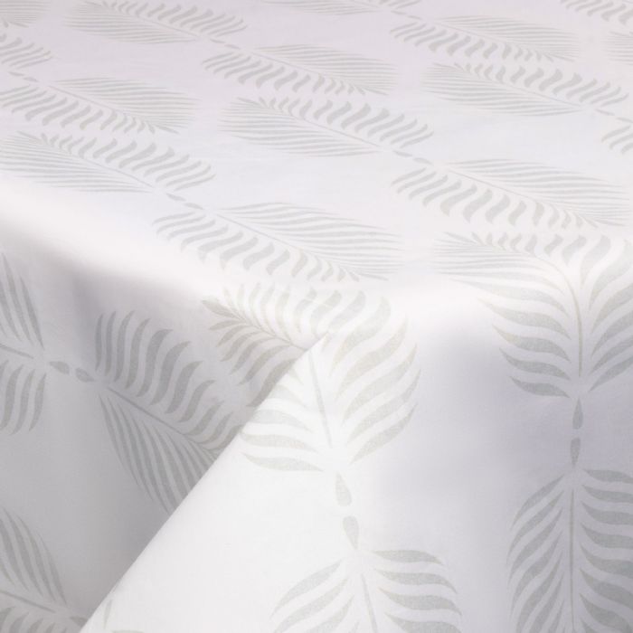 Tekstil voksdug - 140 cm bred - Leaf Light Grey - Voksdug med akrylbelægning