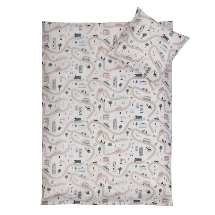 Sengetøj 100x140 cm - Junior sengesæt med biler - 100% bomulds sengelinned - Nordstrand Home