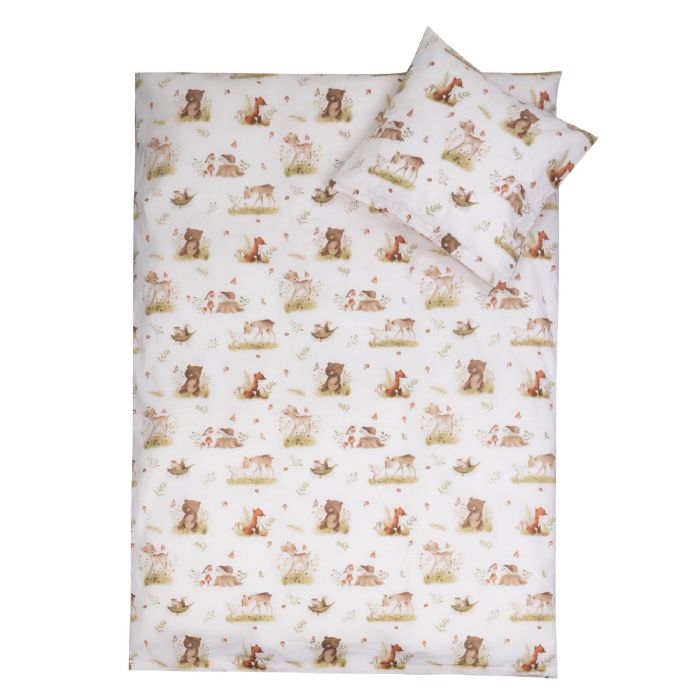 Sengetøj 100x140 cm - Junior sengesæt med hjorte og bjørne - 100% bomulds sengelinned - Nordstrand Home
