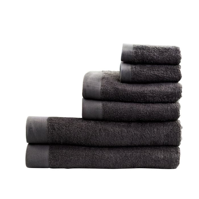 Mørkegrå Håndklædepakke med 6 stk. - 100% Blødt bomuld med høj absorberingsevne - Mørkegrå håndklæder fra danske By Borg