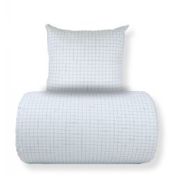 Sengetøj - 100% bomuld - Blåt med mørkeblå tern