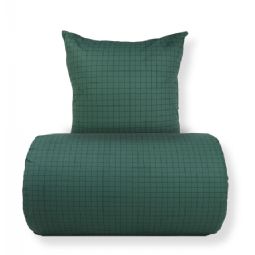 Sengetøj - 100% bomuld - Grønt med mørkegrønne tern