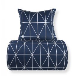 Sengetøj - 100% bomuld - Blåt med hvide harlekintern