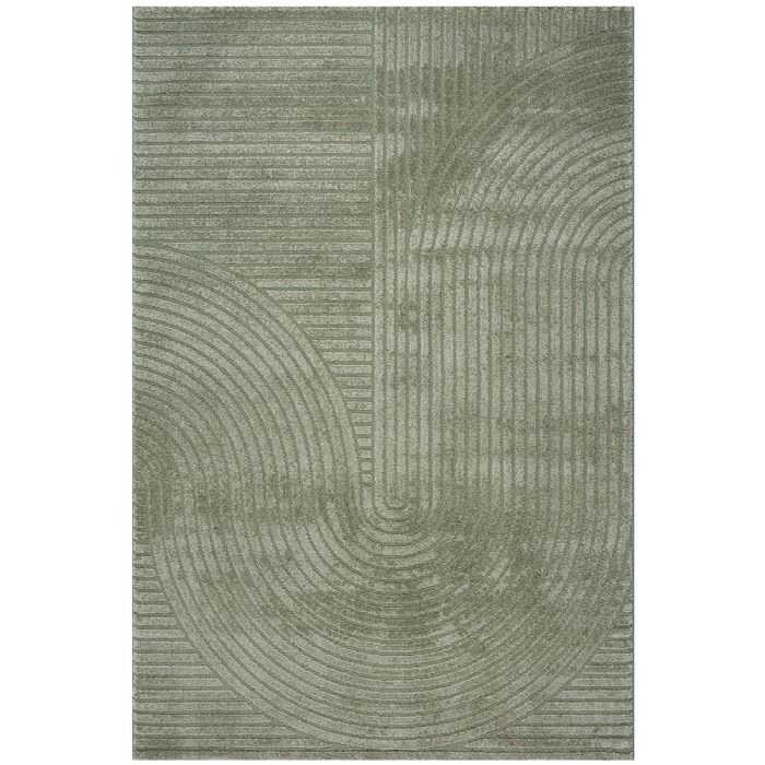 Gulvtæppe - 140x200 cm - Vævet - Grøn med mønster - Elio - Nordstrand Home