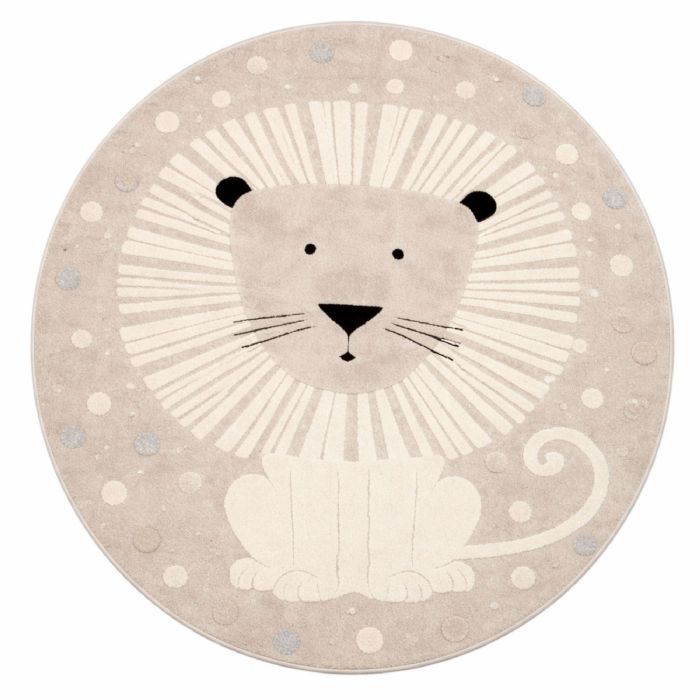 Rundt børne gulvtæppe - Ø 120 cm - Vævet - Beige - Elio - Nordstrand Home