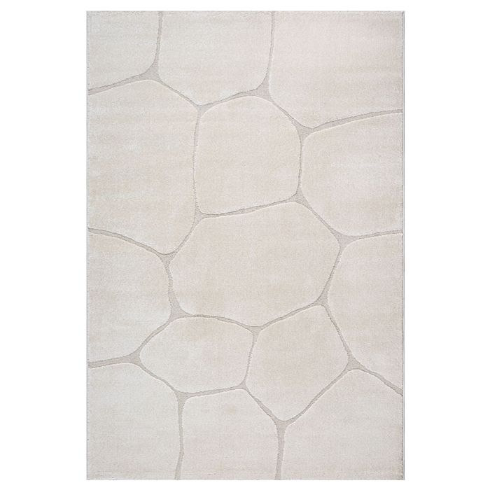 Gulvtæppe - 140x200 cm - Vævet - Cremefarvet - Mønster sten - Elio - Nordstrand Home 