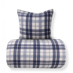 Sengetøj - Bæk og Bølge - 100% bomulds krep - Mørkeblå tern