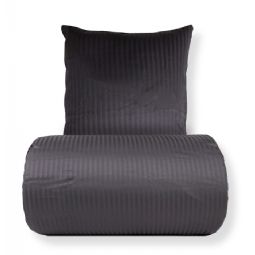 Sengetøj - 100% bomuldssatin - Klassisk mørkegrå striber