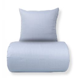 Sengetøj - 100% bomuldssatin - Klassisk lyseblå striber