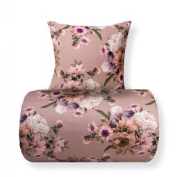 Sengetøj - Bomuldssatin - Vendbart rosa blomster sengetøj