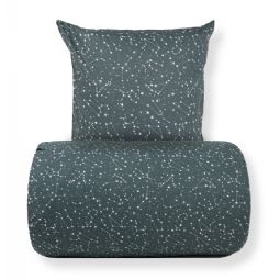 Sengetøj - 100% Bomuld - Zodiac green - Vendbart med stjerner 