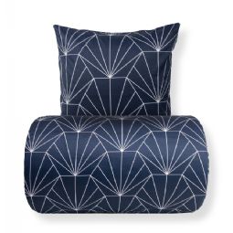 Sengetøj - Bomuldssatin - Vendbart blåt Hexagon print