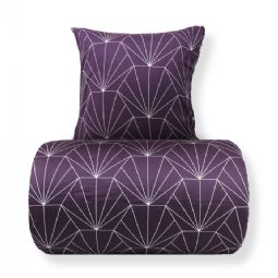 Sengetøj - Bomuldssatin - Vendbart blomme Hexagon print