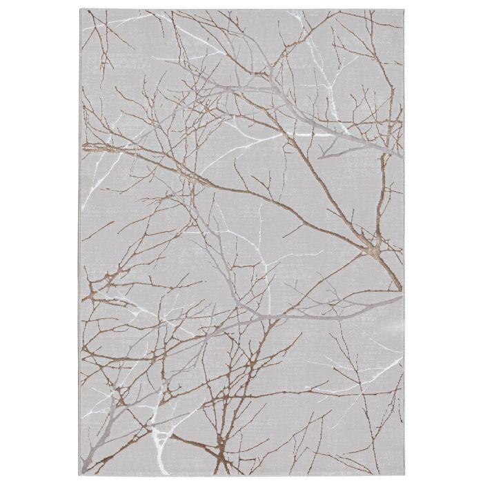 Gulvtæppe - 140x200 - Grå - Guld/sølv detaljer - Creation - Nordstrand Home