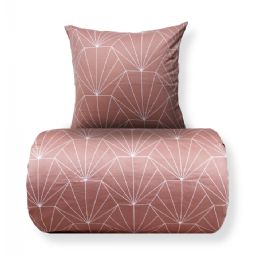 Sengetøj - Bomuldssatin - Vendbart fersken Hexagon print