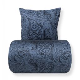 Sengetøj - Bomuldssatin - Mørkeblåt marble print