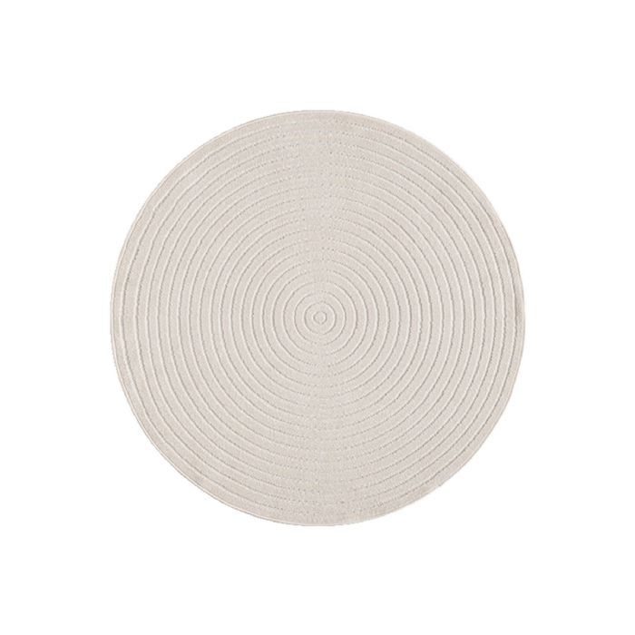 Rundt gulvtæppe - Ø 160 cm - Vævet - Cremefarvet med mønster - Tenerife - Nordstand Home