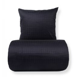 Sengetøj - 100% bomuldssatin - Sort jacquardvævet - Ensfarvet 