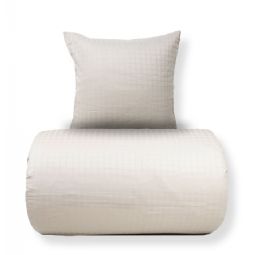 Sengetøj - 100% bomuldssatin - Sandfarvet jacquardvævet - Ensfarvet 