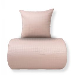 Sengetøj - 100% bomuldssatin - Rosa jacquardvævet - Ensfarvet 