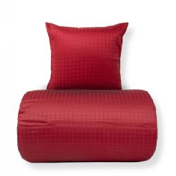 Sengetøj - 100% bomuldssatin - Rødt jacquardvævet - Ensfarvet 