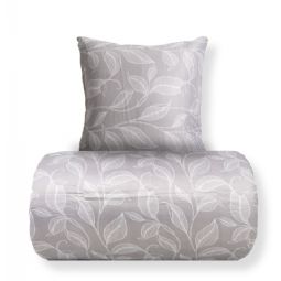 Sengetøj - Satin - Sandfarvet print af blade