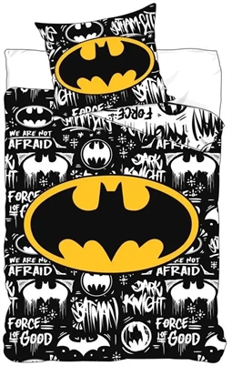 Batman Sengetøj 140x200 cm - Batman logo - 2 i 1 design - 100% bomuld