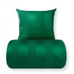 Sengetøj - 100% bomuldssatin - Lone - Grønne jacquardvævet striber