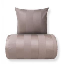 Sengetøj - 100% bomuldssatin - Karen - Sandfarvet jacquardvævet striber