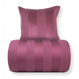 Sengetøj - 100% bomuldssatin - Blommefarvet brede striber 