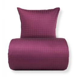 Sengetøj - GOTS certificeret økologisk bomuldssatin - Blomme farvet jacquardvævede tern