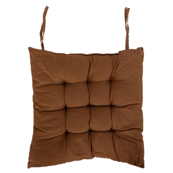 Stolehynde - 35x35x6 cm - Brun ensfarvet havehynde - Blød komfort hynde