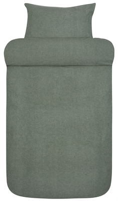 Flonel sengetøj - 140x220 cm - 100% blødt garnfarvet bomulds flonel - Høie of Scandinavia - Casper grøn premium sengesæt