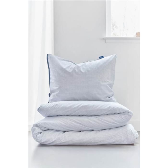 Ternet sengetøj 140x200 cm - Blåt sengesæt i 100% bomuldssatin - Checkmate - Auping sengelinned