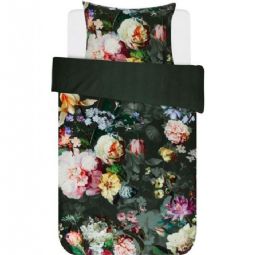 Blomstret sengetøj - Essenza Fleur green - Sengesæt med vendbar design - 100% bomuldssatins sengelinned