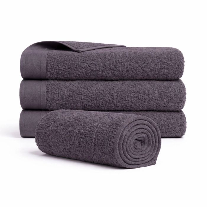 Bomulds håndklæde - 100% bomuld - 50x100 cm - Valmue - Mørkegrå