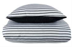Sengetøj dobbeltdyne 200x200 cm - Narrow lines sort - Vendbart sengesæt - 100% Bomuldssatin - By Night sengelinned