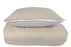 Dobbeltdyne sengetøj 200x220 cm - Narrow lines sand - Vendbart sengesæt - 100% Bomuldssatin - By Night