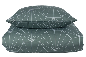 Sengetøj king size - 240x220 cm - Vendbart design i 100% Bomuldssatin - Hexagon støvet grøn - Sengesæt fra By Night