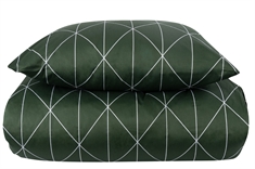 Bomuldssatin sengetøj - 140x220 cm - Graphic harlekin Grøn - By Night sengesæt