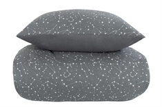 Sengetøj 140x200 cm - Zodiac grey - Stjernebillede - Dynebetræk i 100% Bomuld - Borg Living sengesæt