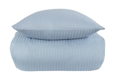 Lyseblåt sengetøj 140x220 cm - Stribet sengetøj - 100% Bomuldssatin - Borg Living sengesæt