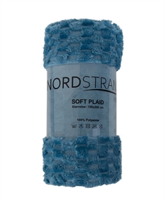 Fleece tæppe - vaffelstruktur - 150x200 cm - Blødt blåt sofatæppe med - Nordstrand Home