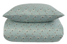 Blomstret sengetøj - 140x200 cm - Summer turkis - 100% Bomuldssatin sengetøj - By Night sengesæt 