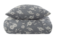 Bæk og bølge sengetøj - 140x200 cm - Grey leaves - Blomstret sengetøj - Borg Living sengelinned 