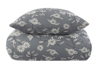 Bæk og bølge sengetøj - Grey leaves - Blomstret sengetøj - Borg Living sengelinned 