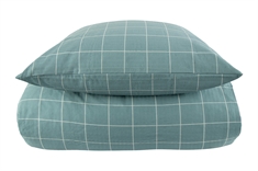 Bæk og bølge sengetøj - 140x200 cm - Ternet sengetøj - Dusty Green Check - Borg Living sengesæt